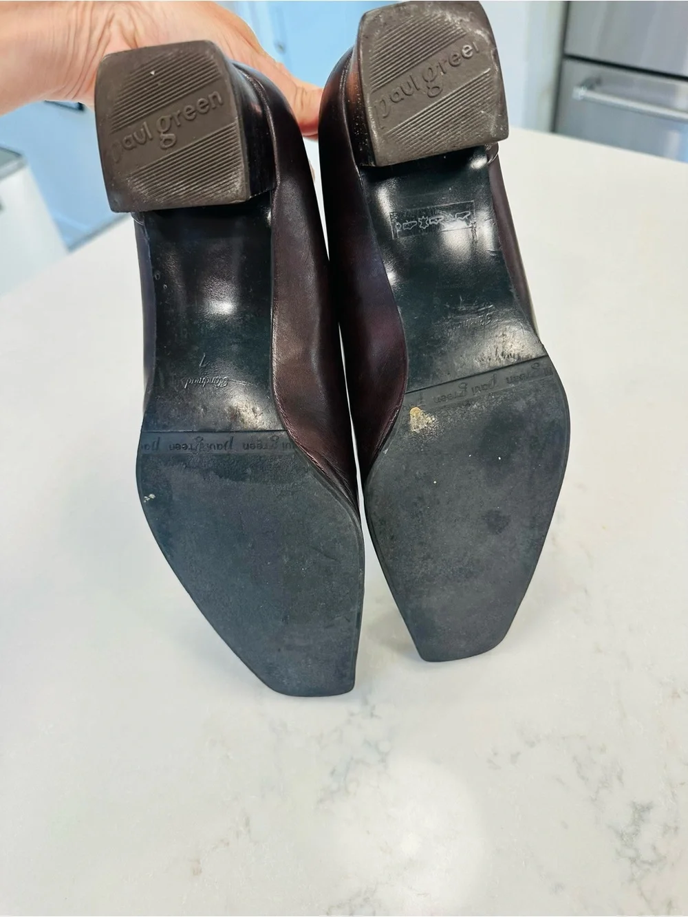 Vintage Paul Green Munchen Dark Brown Leather Block Heeled Loafers/Shoes